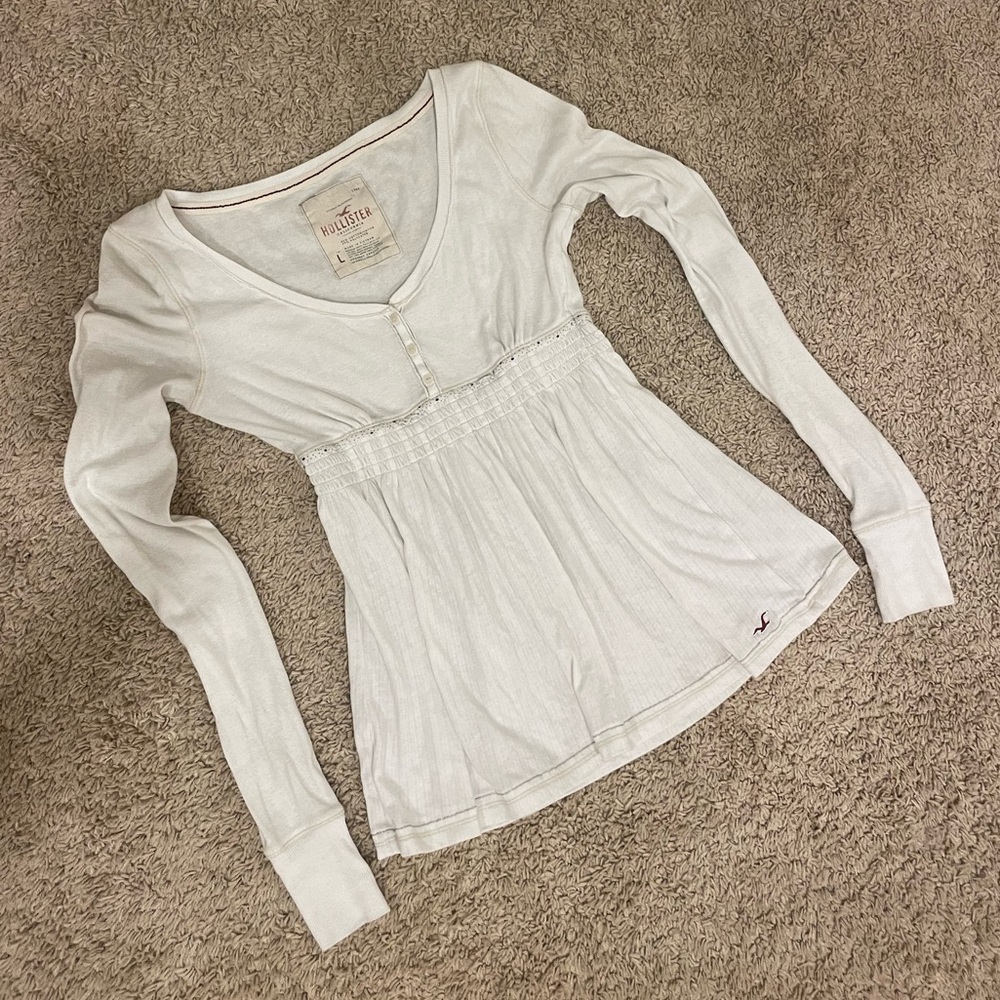 vintage hollister babydoll long sleeve blouse top